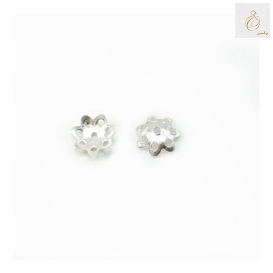 925 sterling silver flower-shaped cup bead caps, 5mm diameter, pack of 100 pieces for jewelry making