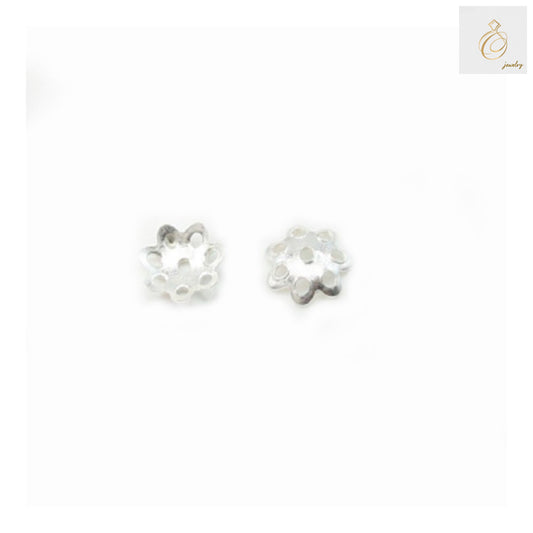 925 sterling silver flower-shaped bead caps, 6mm diameter, pack of 100 pieces for jewelry making