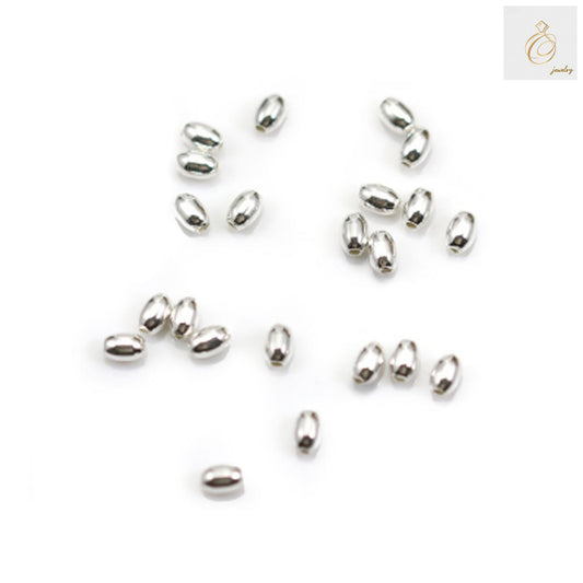 925 sterling silver olive beads, 3x4.5mm size with 1.5mm hole, pack of 10 pieces for jewelry making