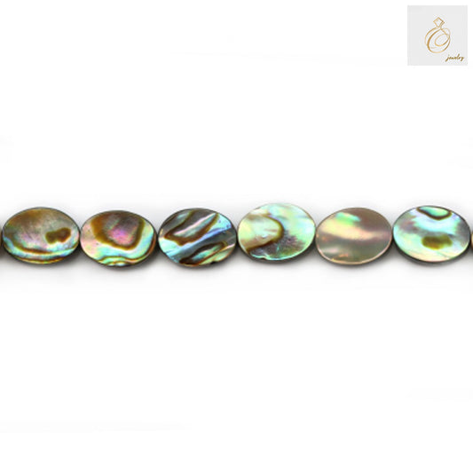Natural abalone paua shell oval beads 6x8mm strand showing iridescent colors and oval shape