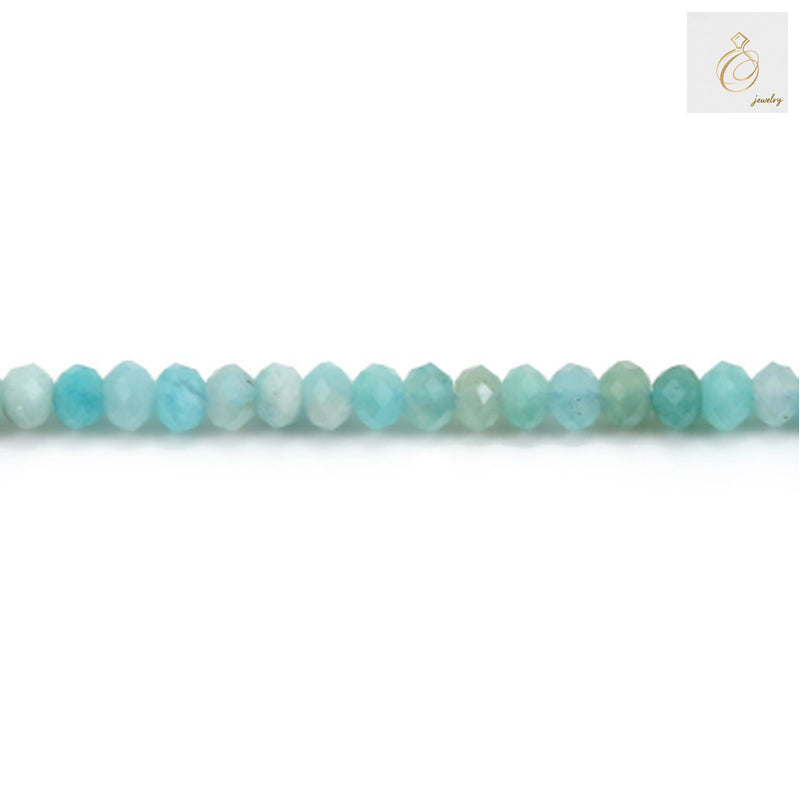 Natural amazonite faceted abacus beads 2x3mm on white background