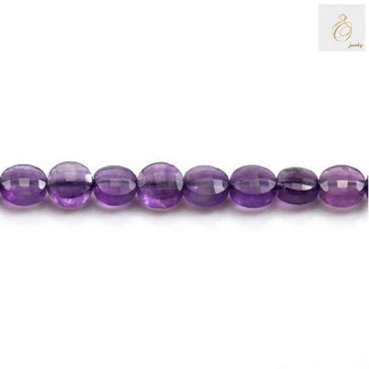 Purple amethyst faceted flat round beads 6mm strand for jewelry making