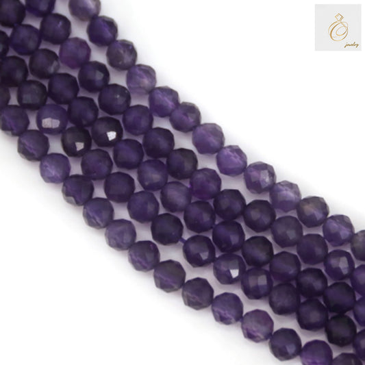 Amethyst Faceted Round Beads 3mm Size 39-40cm Strands - Multiple Strands Display