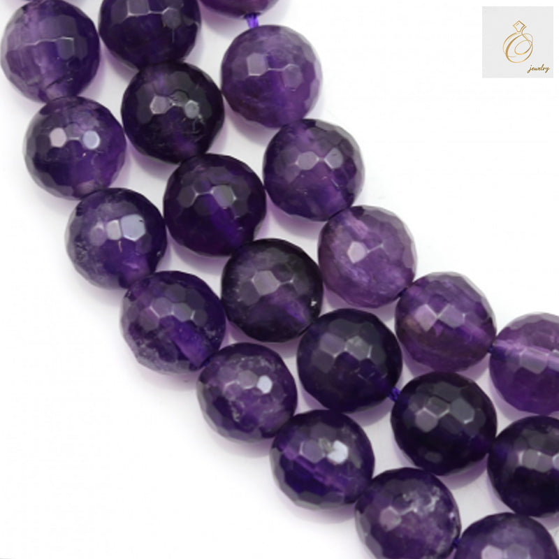 Amethyst faceted round beads 8mm loose gemstones display