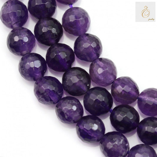 Amethyst faceted round beads 8mm loose gemstones display