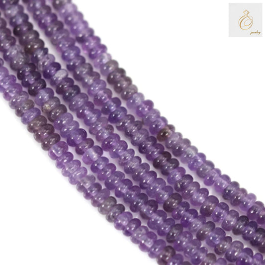 Amethyst Heishi beads 2x4mm showing multiple strands of purple gemstone jewelry making supplies