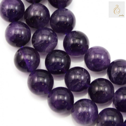 Loose amethyst round beads 12mm - natural purple gemstone beads for jewelry making