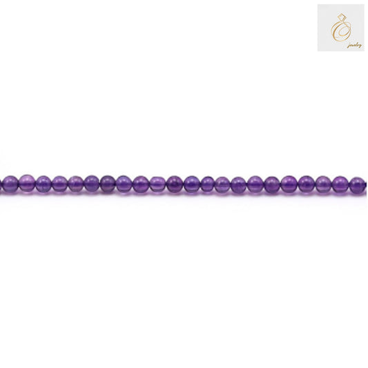 Amethyst round beads strand 2mm size in deep purple color arranged in a line