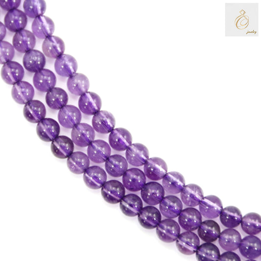 Amethyst round beads 4mm size 39-40cm strands, multiple strands showing premium gemstone beads quality