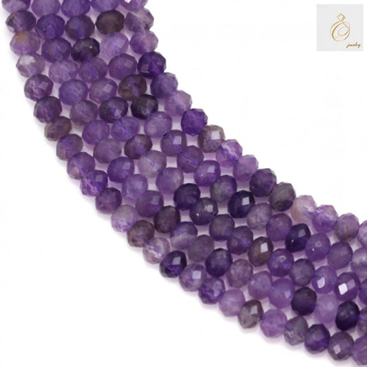 Amethyst Faceted Abacus Bead Strand - Side View / Full View