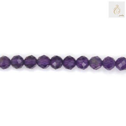 Amethyst Faceted Round Beads 3mm Size 39-40cm Strand - Single Strand Detail