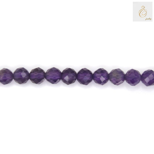 Amethyst Faceted Round Beads 3mm Size 39-40cm Strand - Single Strand Detail