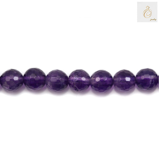 Amethyst faceted round beads 8mm strand jewelry making supplies