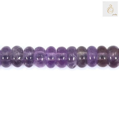 Close-up view of Amethyst Heishi beads 2x4mm strand showing natural purple color variations and smooth finish