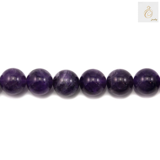 Amethyst round bead strand 12mm - 39-40cm length purple gemstone jewelry supply