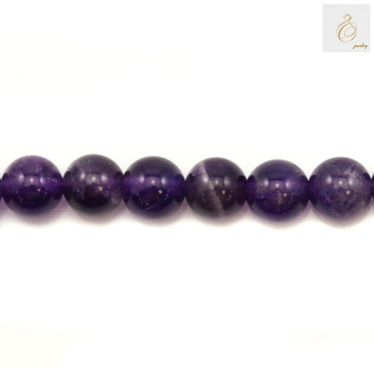 Natural Amethyst Round Beads 6mm Single Strand 39-40cm Close-up Detail View