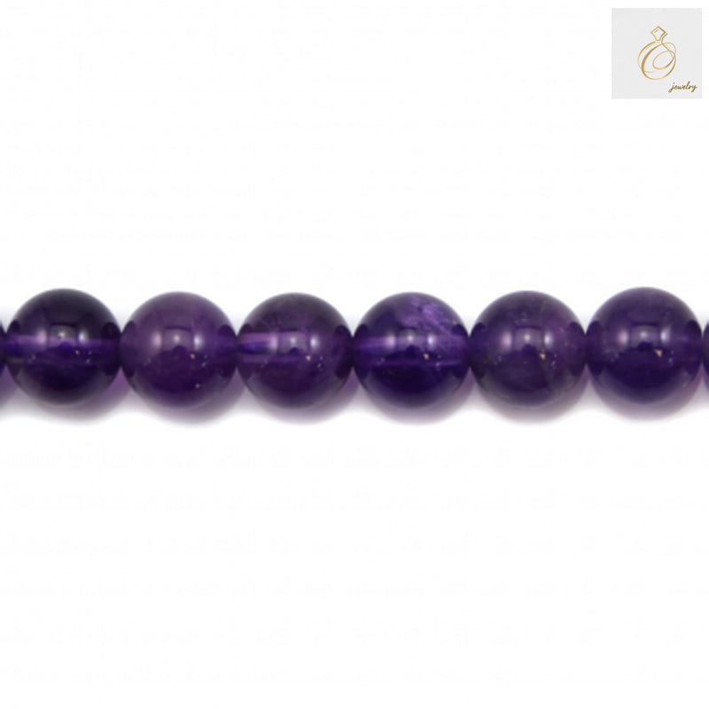 Natural amethyst round beads 8mm single strand 39-40cm length displaying purple color variation