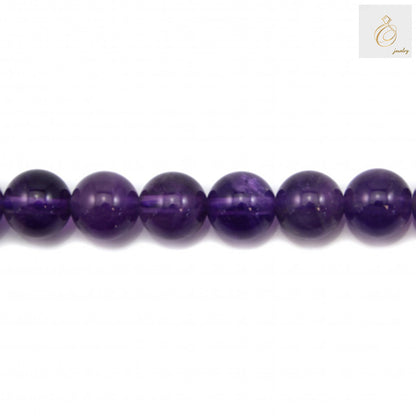 Natural amethyst round beads 8mm single strand 39-40cm length displaying purple color variation
