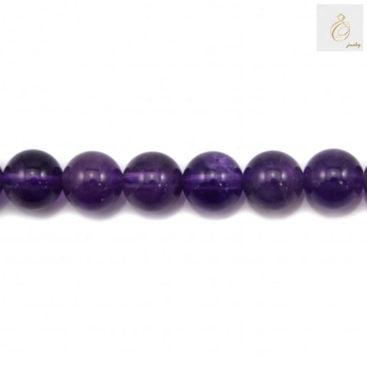 Natural amethyst round beads 8mm single strand 39-40cm length displaying purple color variation