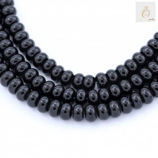 Black Agate Abacus Beads 5x8mm Natural Gemstone 38-40cm Strand for Jewelry Making