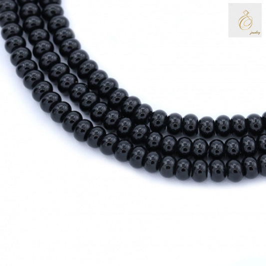 Black agate abacus beads strand, 4x6mm size, 38-40cm length, elegant jewelry making supplies