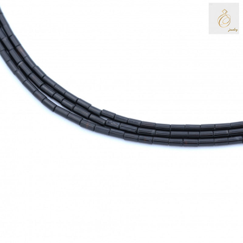 "Black Agate Cylinder Size 2.5x4mm 38-40cmStrand - Premium gemstone beads for jewelry making"
