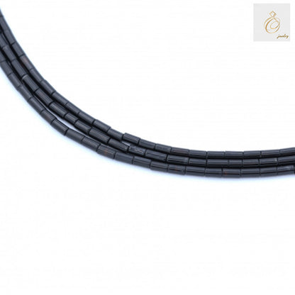 "Black Agate Cylinder Size 2.5x4mm 38-40cmStrand - Premium gemstone beads for jewelry making"
