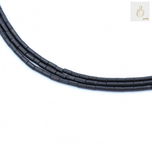 "Black Agate Cylinder Size 2.5x4mm 38-40cmStrand - Premium gemstone beads for jewelry making"
