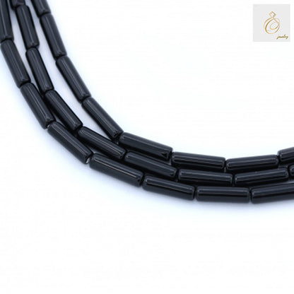 Black Agate Cylinder Beads - Premium Quality