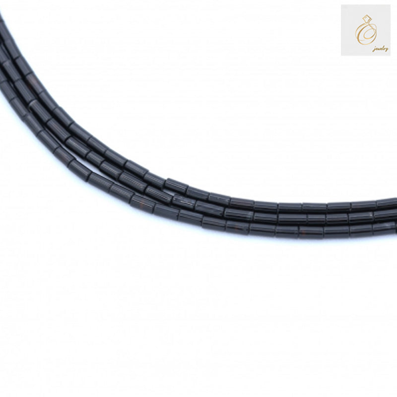 Black agate cylinder beads 4x8mm size on 38-40cm strand for jewelry making
