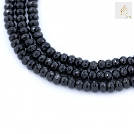 Black Agate Faceted Abacus Beads - 4x6mm, 38-40cm Strand