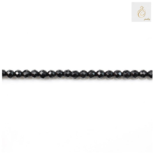 Black Agate Faceted Round Size 3mm 38-40cmStrand