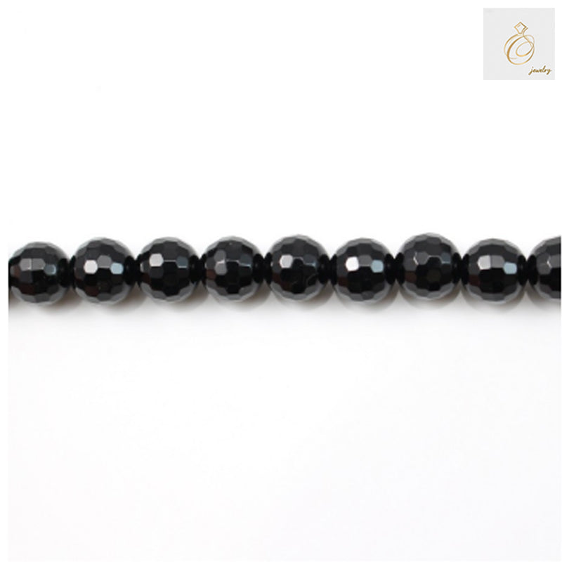 Black Agate Faceted Round Size 6mm 38-40cmStrand 9 - Spiritual Gemstone