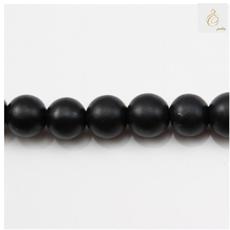 Black Agate Frosted Round Beads 10mm 38-40cm Strand - Premium Gemstone Beads for Jewelry Making