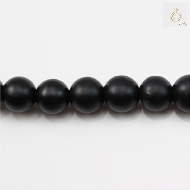 Black Agate Frosted Round Size 6mm 38-40cmStrand