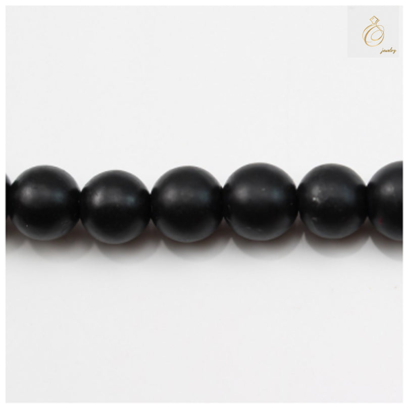 Black agate frosted round beads 8mm diameter on 38-40cm strand for jewelry making and spiritual healing