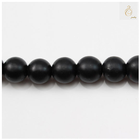 Black agate frosted round beads 8mm diameter on 38-40cm strand for jewelry making and spiritual healing