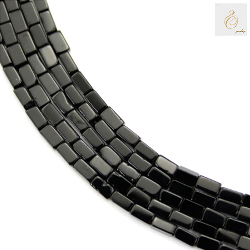 Black Agate Rectangle Size 2.5x4.5mm 38-40cmStrand - Image