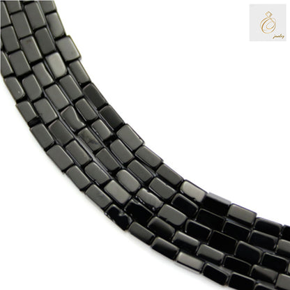 Black Agate Rectangle Size 2.5x4.5mm 38-40cmStrand - Image