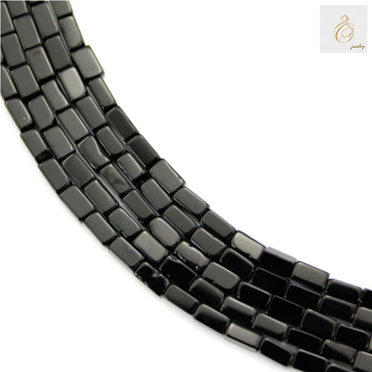Black Agate Rectangle Size 2.5x4.5mm 38-40cmStrand - Image