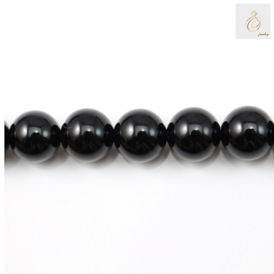 Black Agate Round Beads - 10mm smooth round gemstone beads, 38-40cm strand length, high polish black agate beads for jewelry making