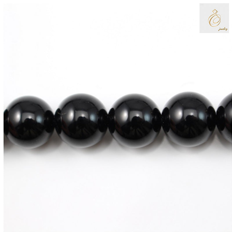 Black Agate Round Size 12mm 38-40cmStrand - New Arrival
