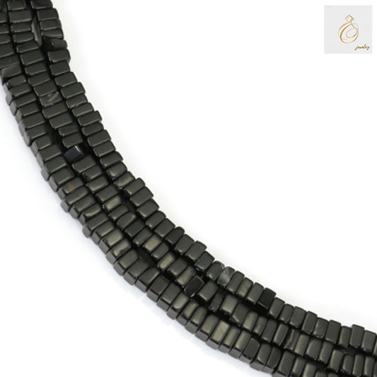 Black Agate Square Beads - 2x4mm - Multiple strands showing jewelry making beads