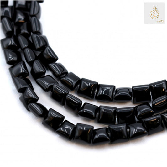 Black Agate Square Size 6mm 38-40cmStrand - Multiple strands showing elegant black square beads for nail art and jewelry making