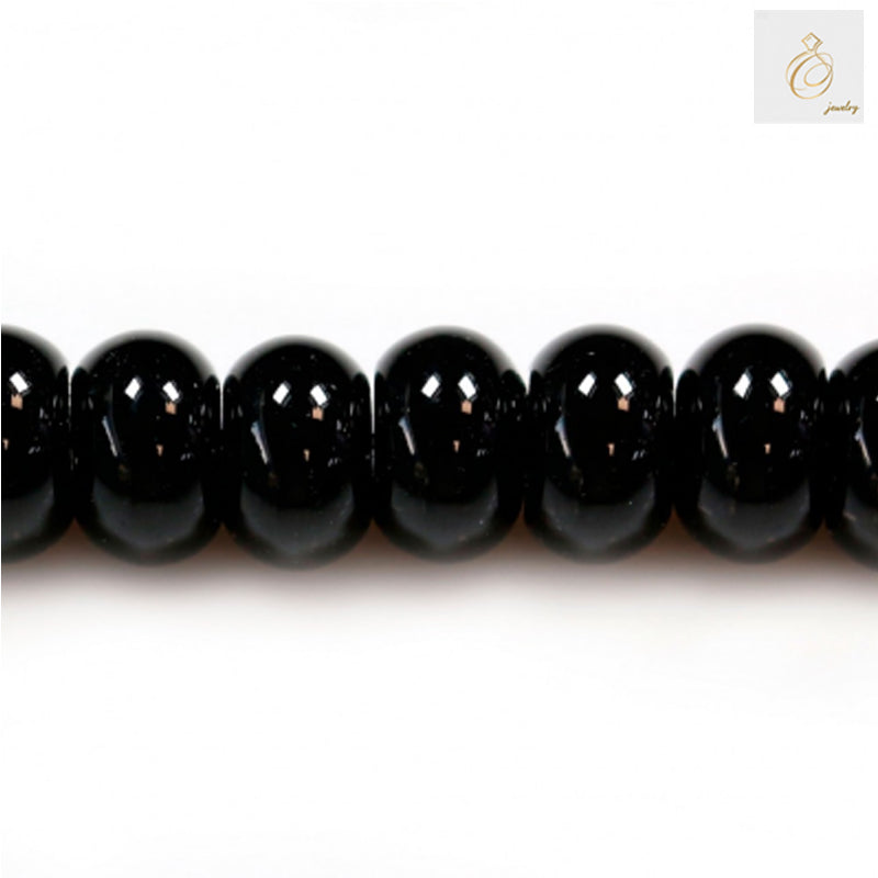 Close-up Detail of Black Agate Abacus Beads 5x8mm Showing Natural Stone Texture