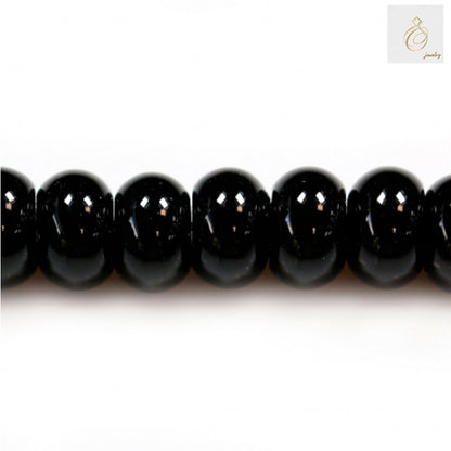 Close-up Detail of Black Agate Abacus Beads 5x8mm Showing Natural Stone Texture