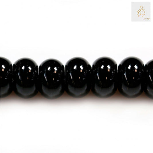Close-up Detail of Black Agate Abacus Beads 5x8mm Showing Natural Stone Texture