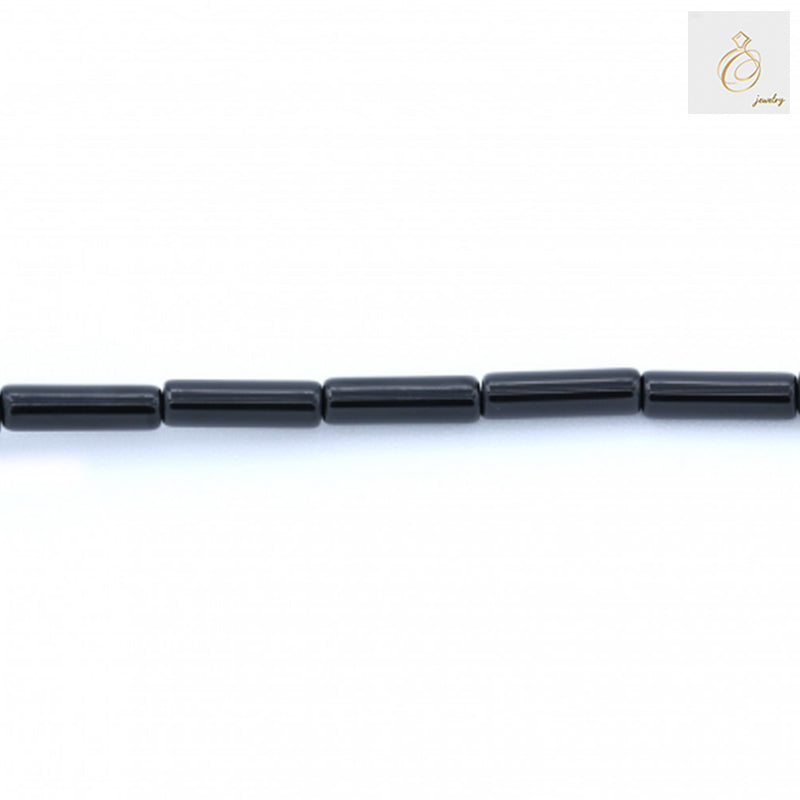 Black Agate Jewelry Making Supply - Cylinder Beads