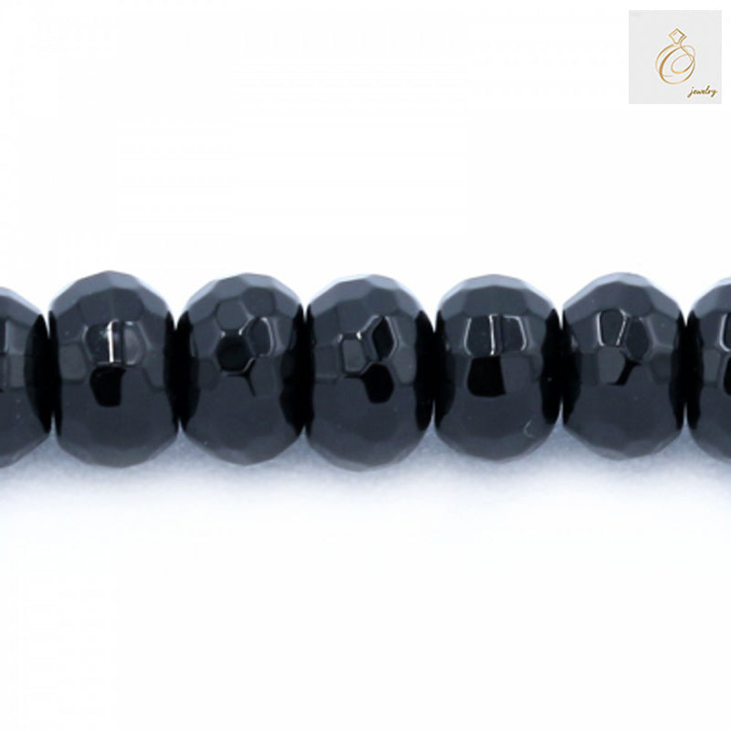 Black Agate Faceted Abacus Beads - 4x6mm, 38-40cm Strand