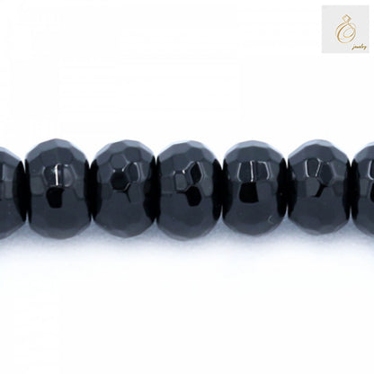 Black Agate Faceted Abacus Beads - 4x6mm, 38-40cm Strand